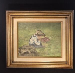 Original Vintage Signed Oil Painting - Cowboy Runaway
